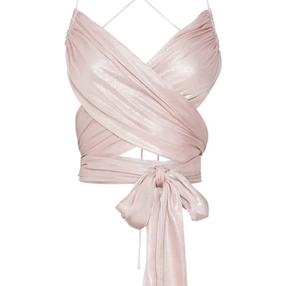 Meshki Tops - Georgie wrap over tie top - blush pink